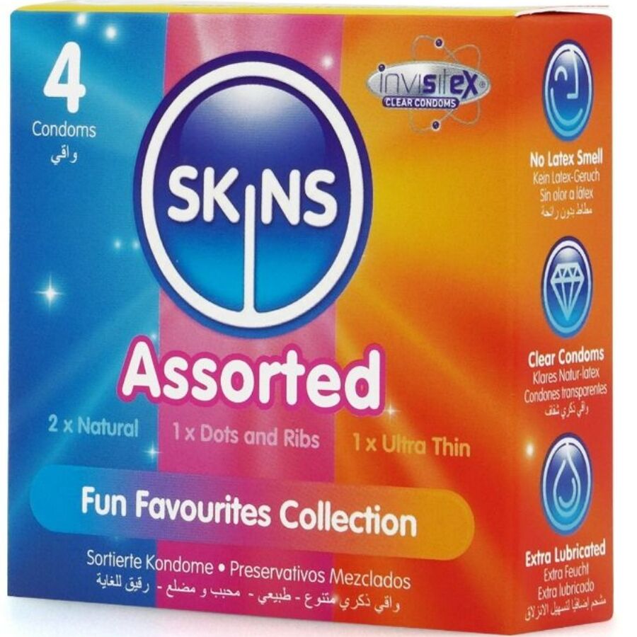 SKINS - PACK OF 4 ASSORTED PREMIUM CONDOMS