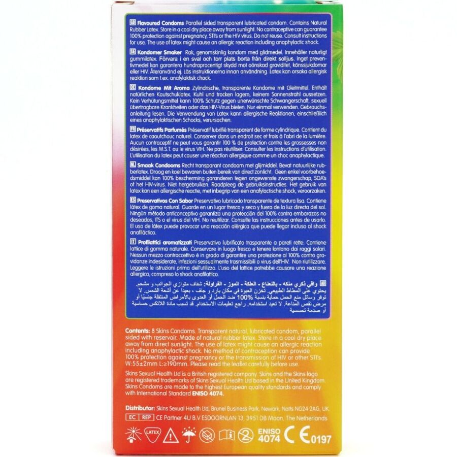 SKINS - PACK OF 8 PREMIUM MULTI-FLAVOR CONDOMS