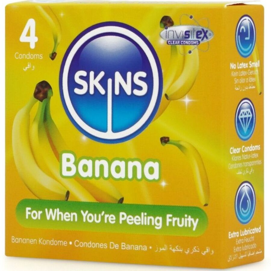 SKINS - PACK OF 4 PREMIUM BANANA CONDOMS