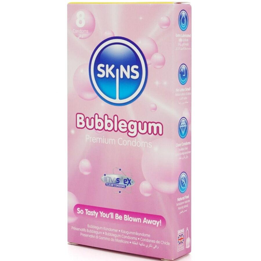 SKINS - PACK OF 8 PREMIUM BUBBLEGUM CONDOMS