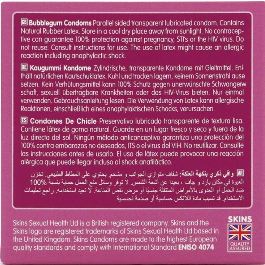 SKINS - PACK OF 4 PREMIUM BUBBLEGUM CONDOMS