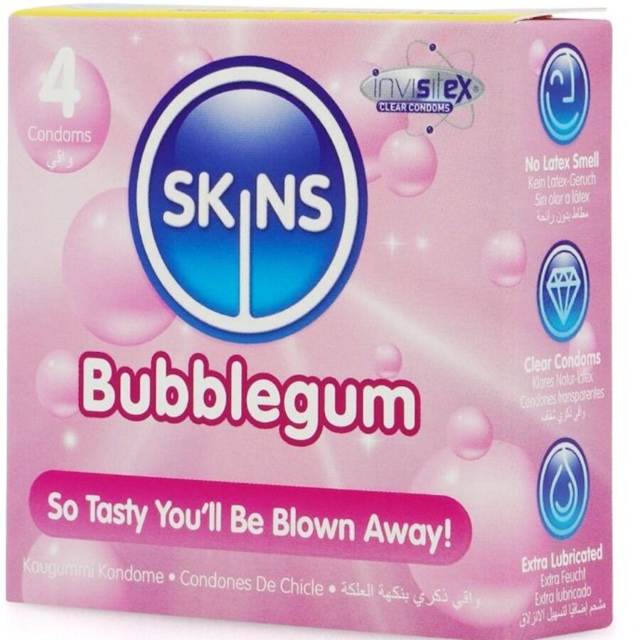 SKINS - PACK OF 4 PREMIUM BUBBLEGUM CONDOMS