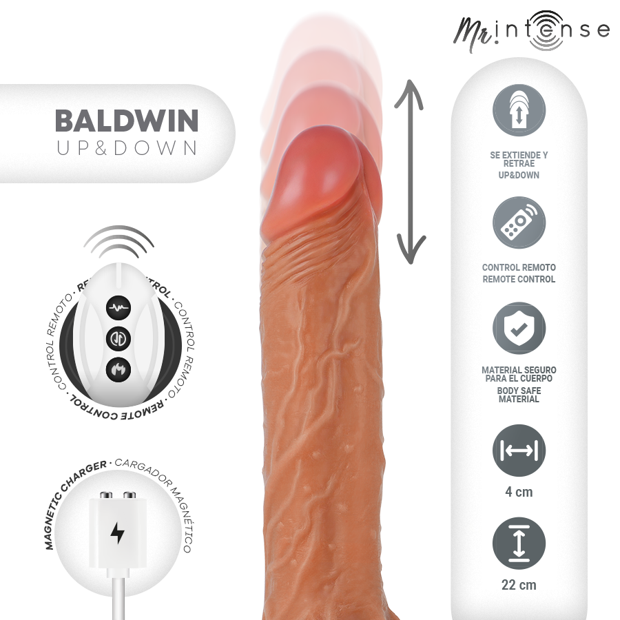Gode Va-et-Vient Réaliste Baldwin Télécommandé 22 cm Étanche - Mr. Intense
