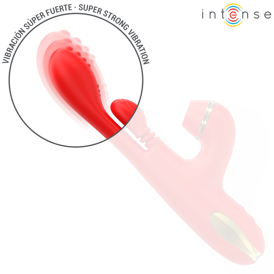 INTENSE - KATY MULTIFUNCTION CLITORIS STIMULATOR WITH 4 INTERCHANGEABLE HEADS, RED