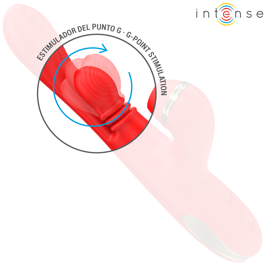 INTENSE - KATY MULTIFUNCTION CLITORIS STIMULATOR WITH 4 INTERCHANGEABLE HEADS, RED