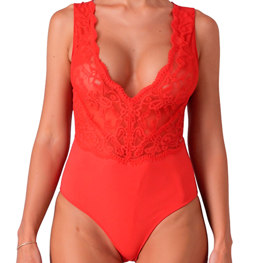 PASSION - RED EVALIE BODYSUIT S/M