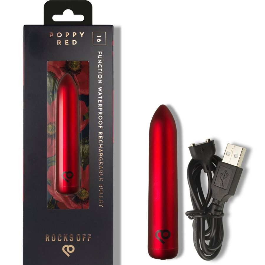 ROCKS-OFF - RECHARGEABLE VIBRATING BALL POPPY RED