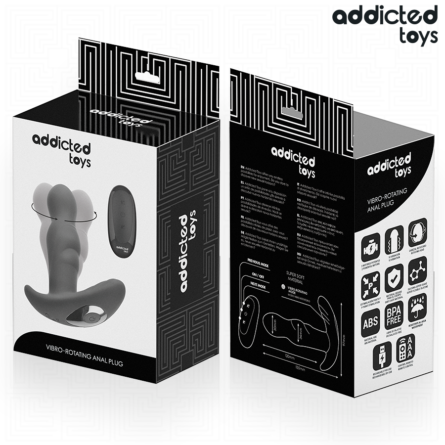 ADDICTED TOYS - VIBRATING AND ROTATING ANAL PLUG WITH REMOTE CONTROL