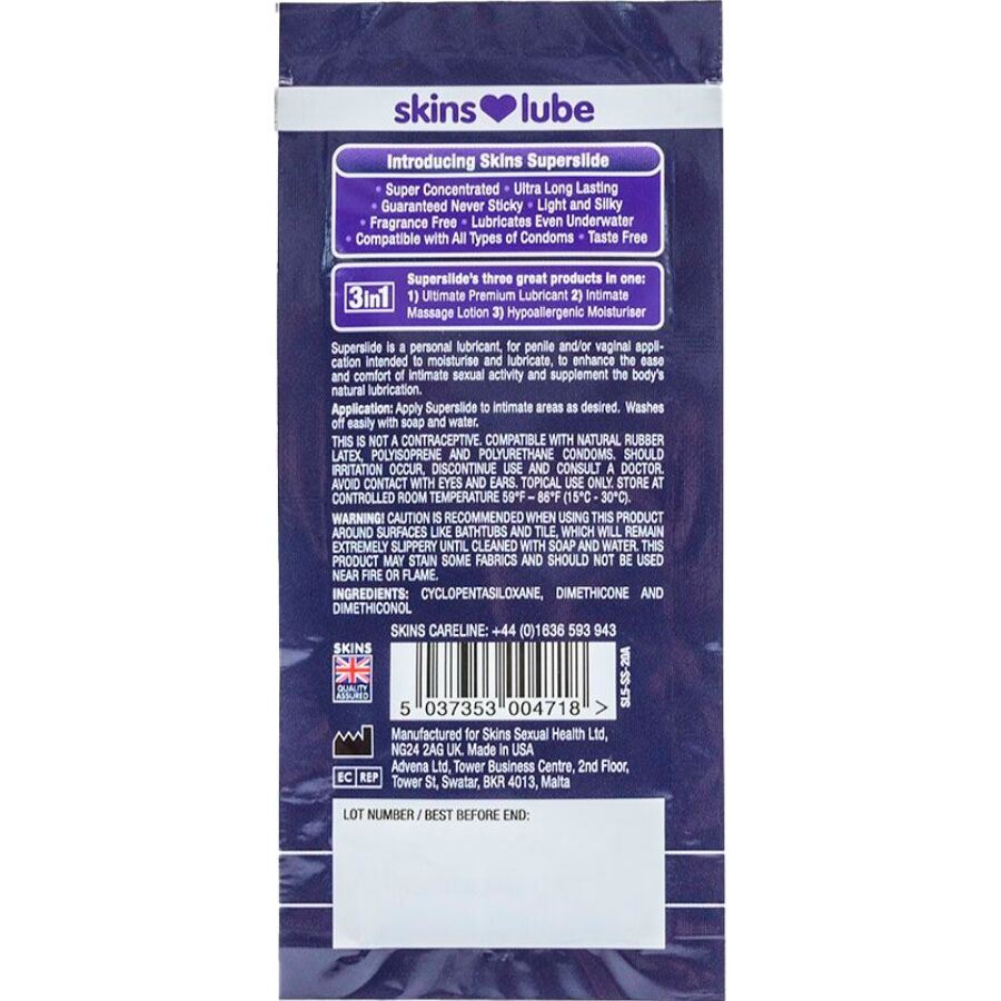 SKINS - SUPERSLIDE SILICONE-BASED LUBRICANT SINGLE DOSE 5 ML