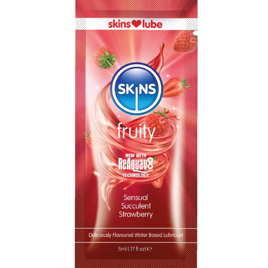 Lubrifiant Eau Pastèque Fraise Dose Unique 5 ml - Skins