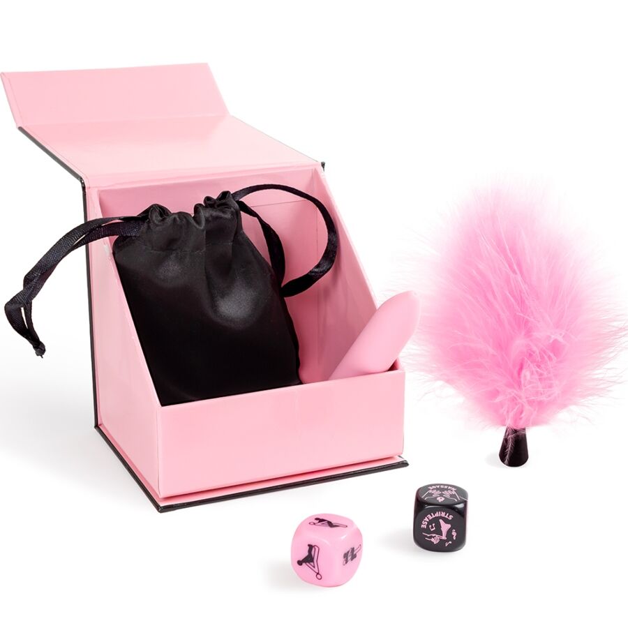 SECRET PLAY - PLEASURE SET FOR COUPLES: DICE + VIBRATING BALL + FOUNTAIN PEN