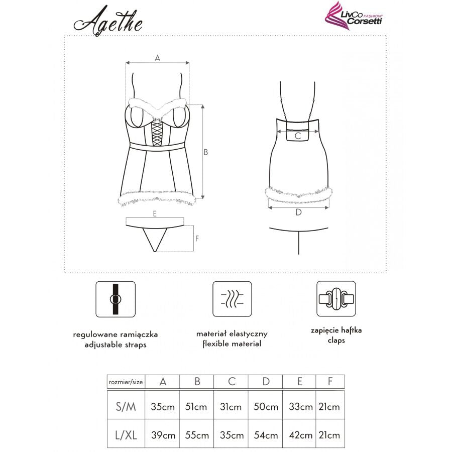 LIVCO CORSETTI FASHION - AGETHE LC 90607 SHIRT + Thong + CHRISTMAS HAT L/XL