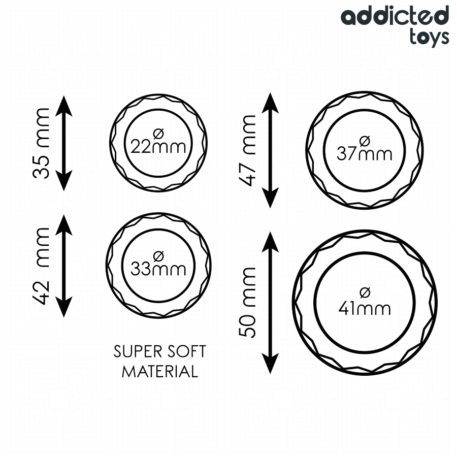 ADDICTED TOYS - SET OF TEXTURED PENIS RINGS, 4 SIZES