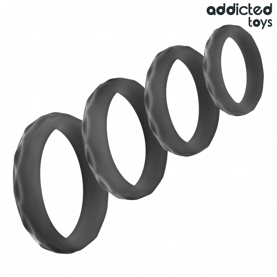 ADDICTED TOYS - SET OF TEXTURED PENIS RINGS, 4 SIZES