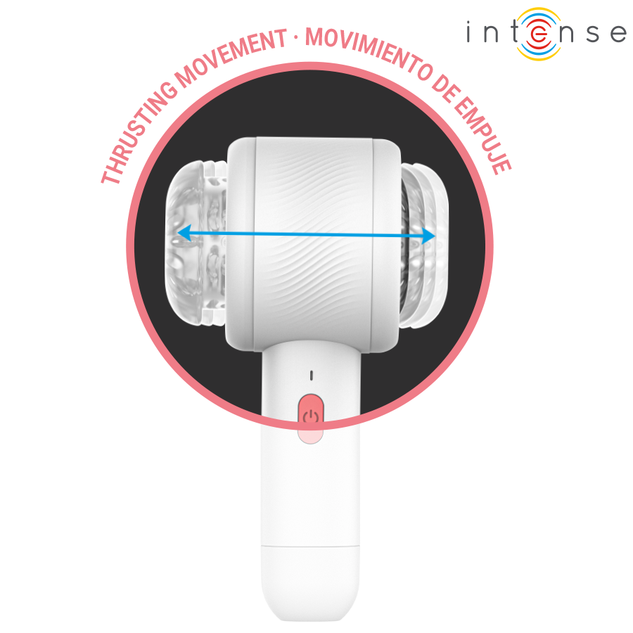 Zoom sur le mouvement de poussée du masturbateur automatique Griffin Intense