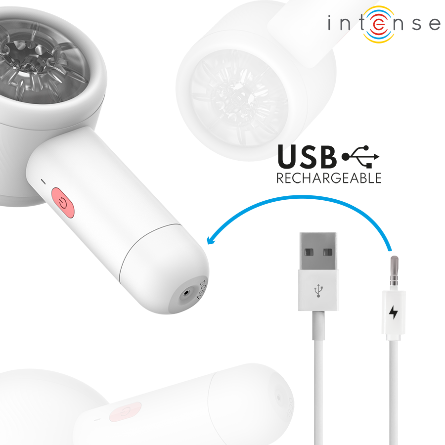 Masturbateur Griffin Intense branché sur son câble de recharge USB