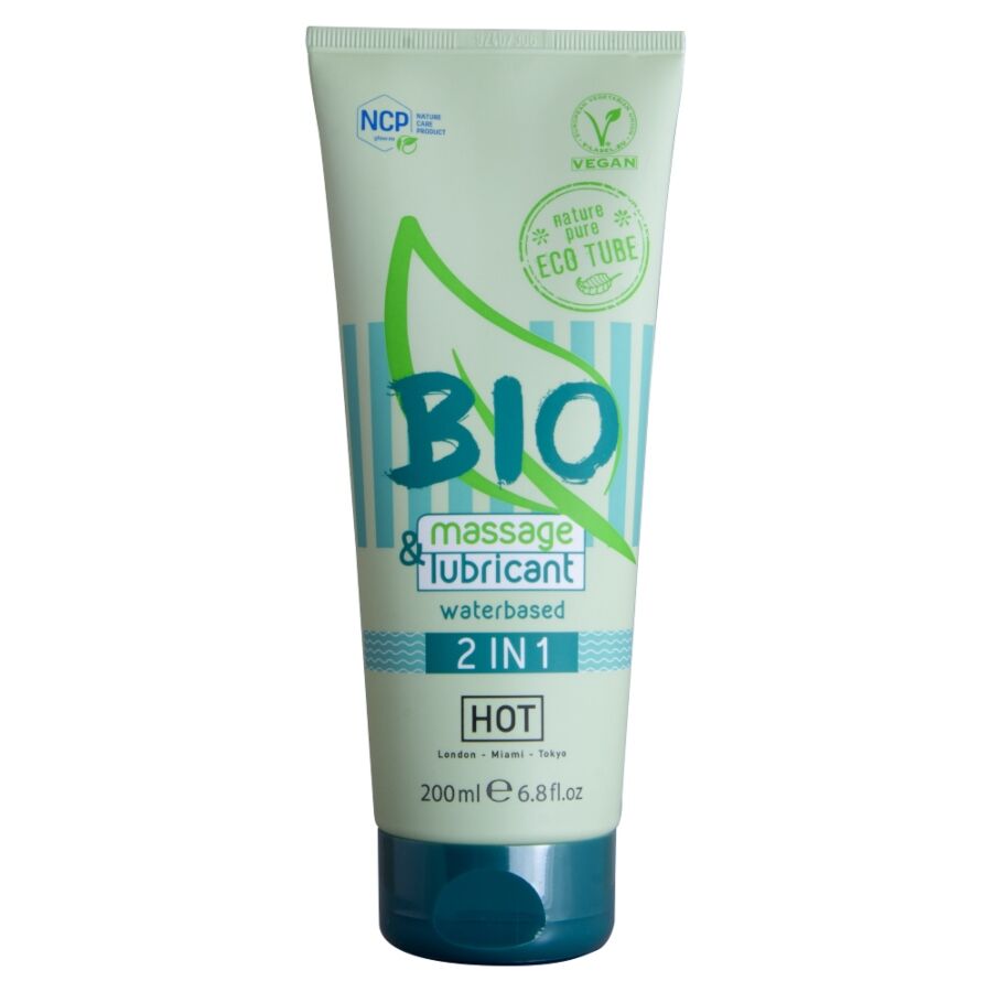 Lubrifiant et Gel de Massage 2 en 1 Bio Base Eau Vegan 200 ml - Hot