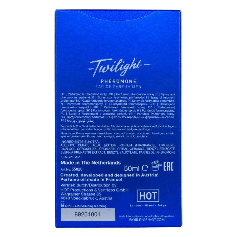 Parfum Homme Twilight aux Phéromones Notes Françaises 50 ml - Hot
