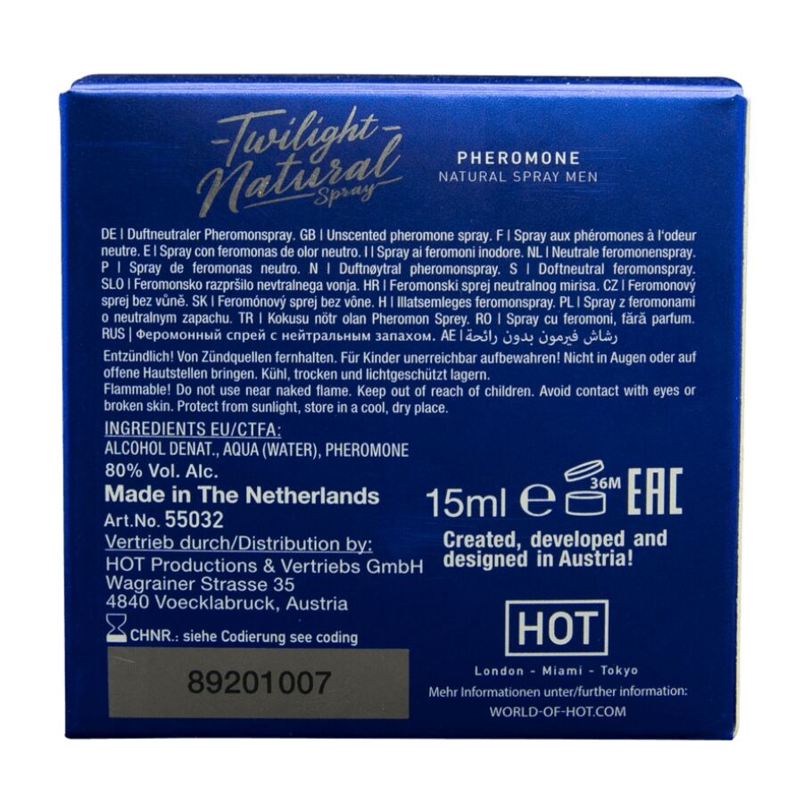 Phéromones Naturelles pour Homme Twilight Spray Sans Parfum 15 ml - Hot
