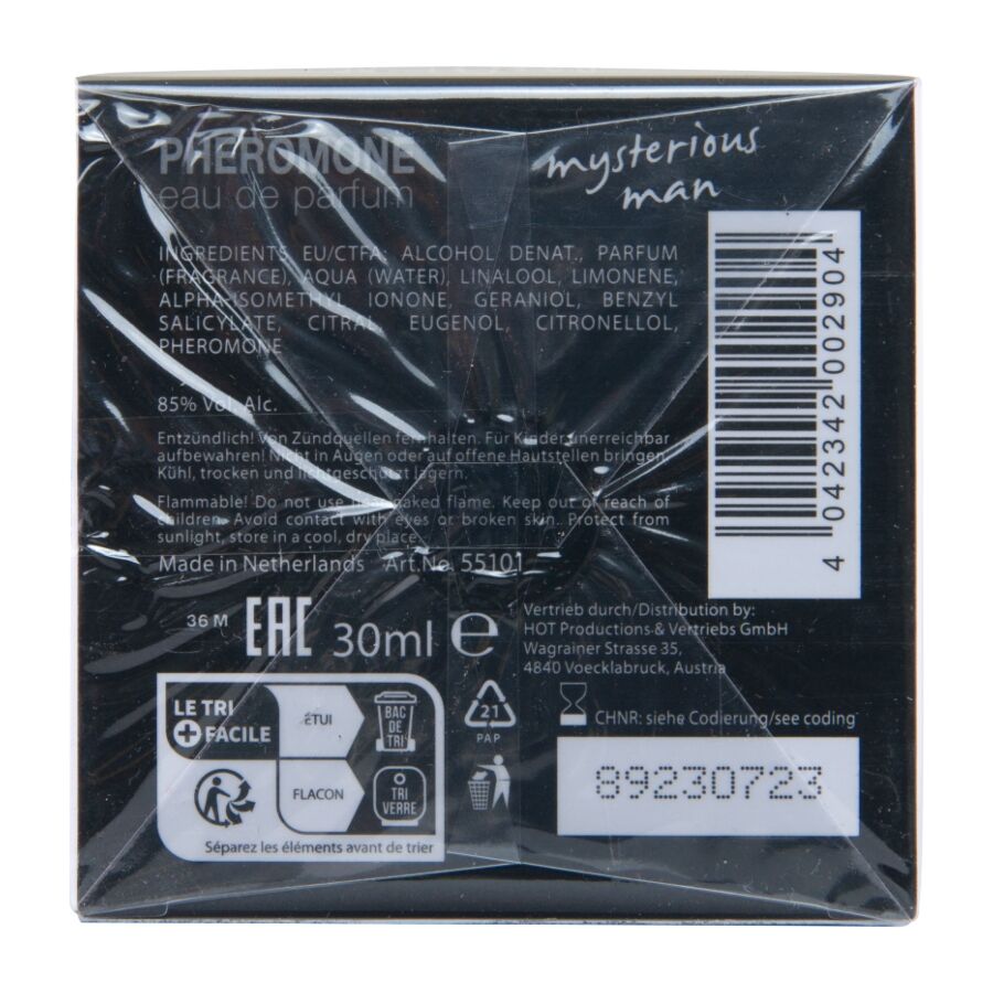 Parfum aux Phéromones London Mysterious Man Notes Boisées 30 ml - Hot