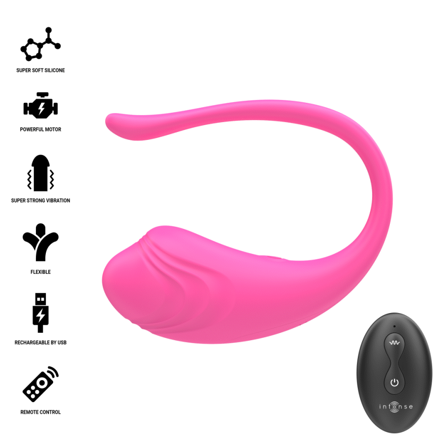 Œuf vibrant Olivia Intense rose avec télécommande noire et pictogrammes