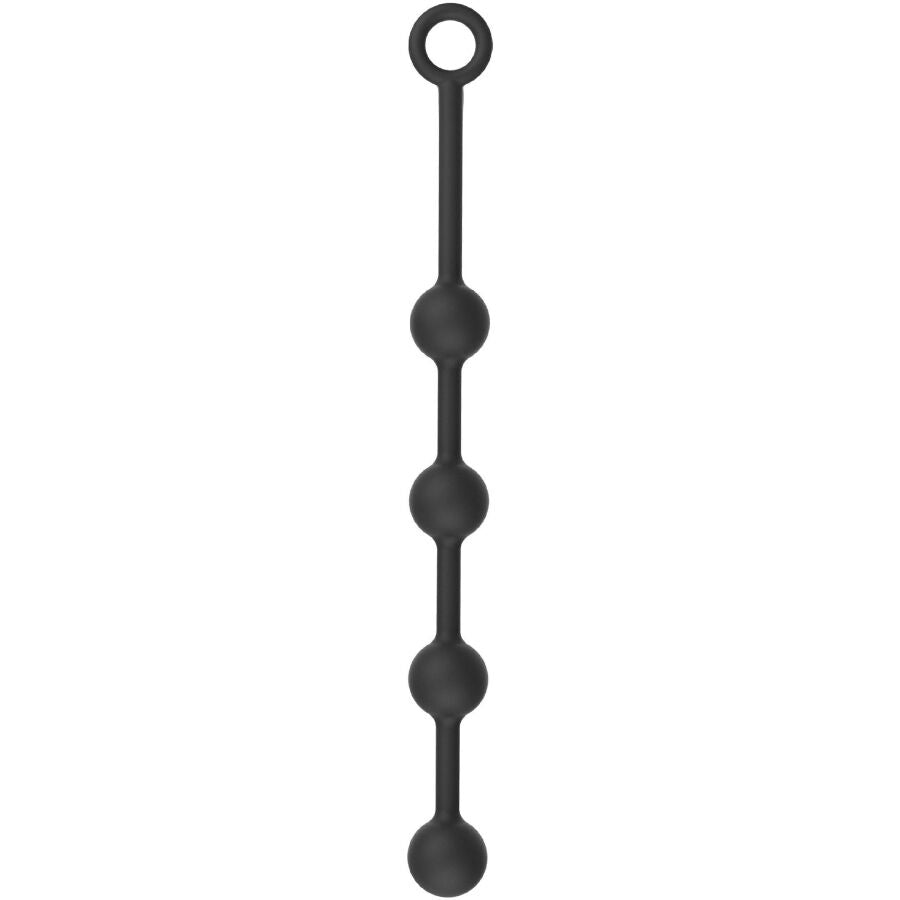 Chapelet anal Extreme Hidden Desire en silicone noir présenté à la verticale