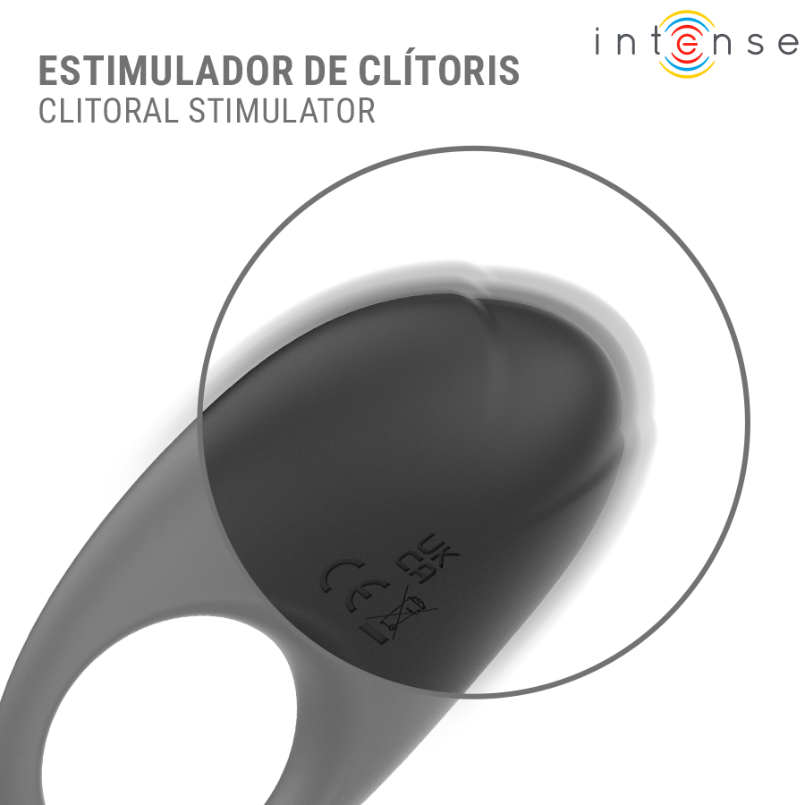 Gros plan cerclé du stimulateur clitoridien du cockring Merlotte d'Intense