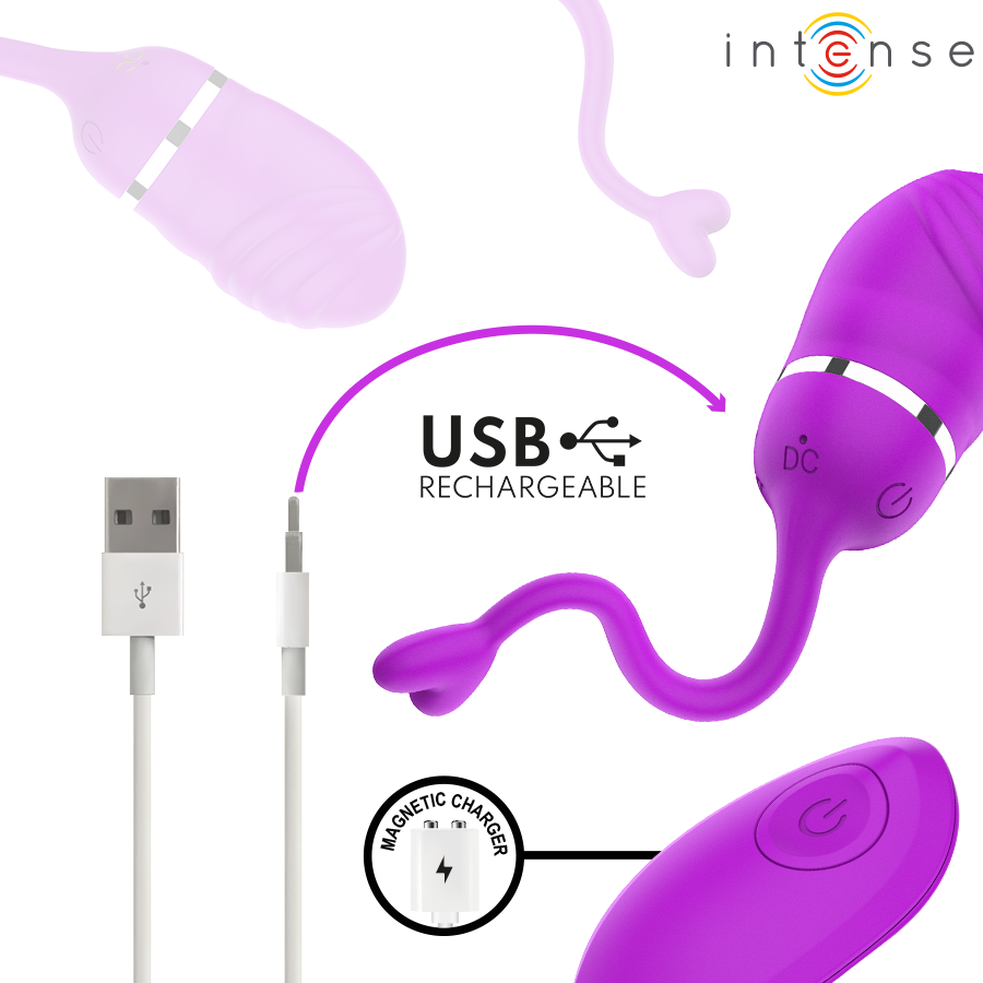 Recharge USB de l'œuf vibrant Sookie Intense violet et de sa télécommande
