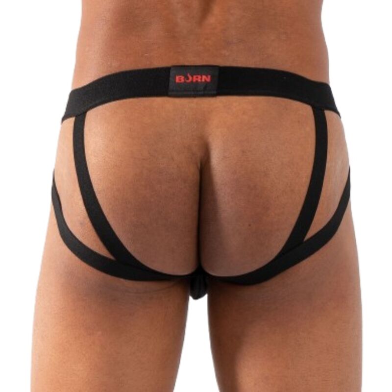 Vue de dos du jockstrap Double Jock Burn et de ses deux bandes arrière croisées