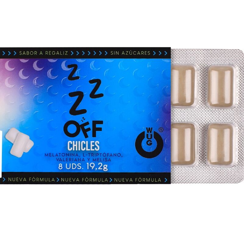 Chewing-Gum Sommeil Mélatonine Valériane Saveur Réglisse 8 Pièces - Wug Gum