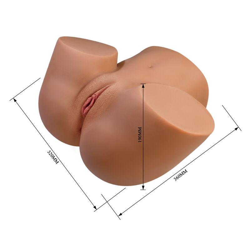 Cotes du masturbateur fessier Crazy Bull : 330 mm, 360 mm et 190 mm de haut