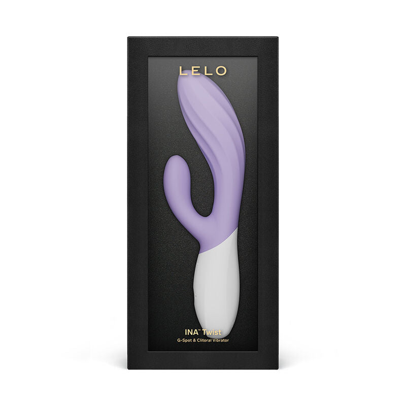 Vibromasseur rabbit Ina Twist violet lavande de Lelo présenté dans son écrin