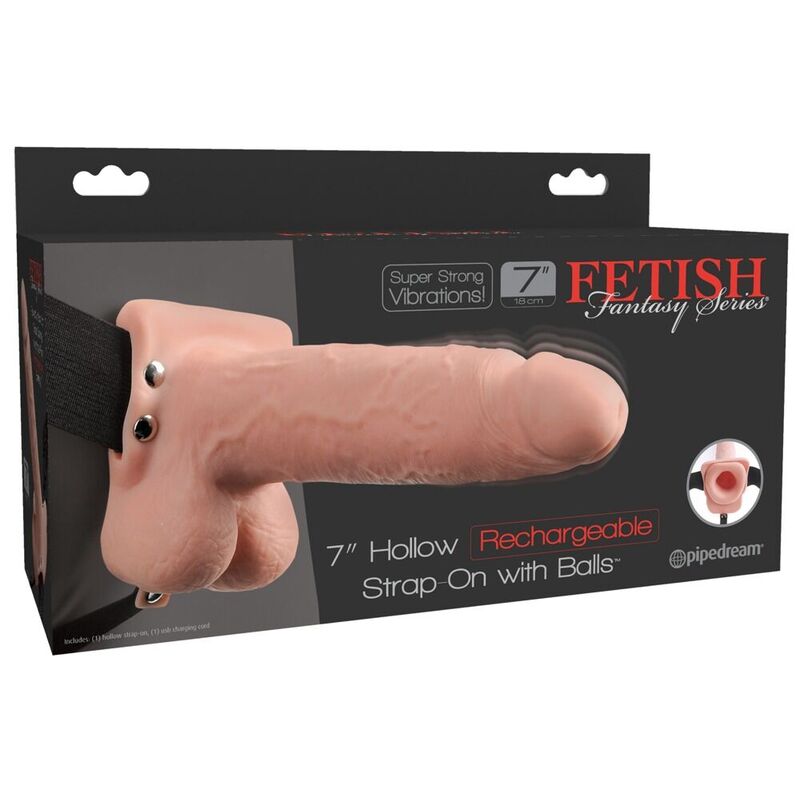 Boîte du gode ceinture tunnel vibrant rechargeable 7 pouces de Fetish Fantasy Series