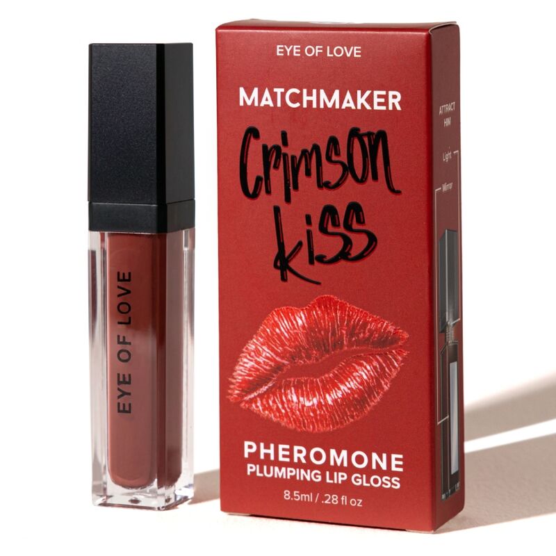 Flacon et boîte rouges du gloss aux phéromones Matchmaker Crimson Kiss Eye Of Love