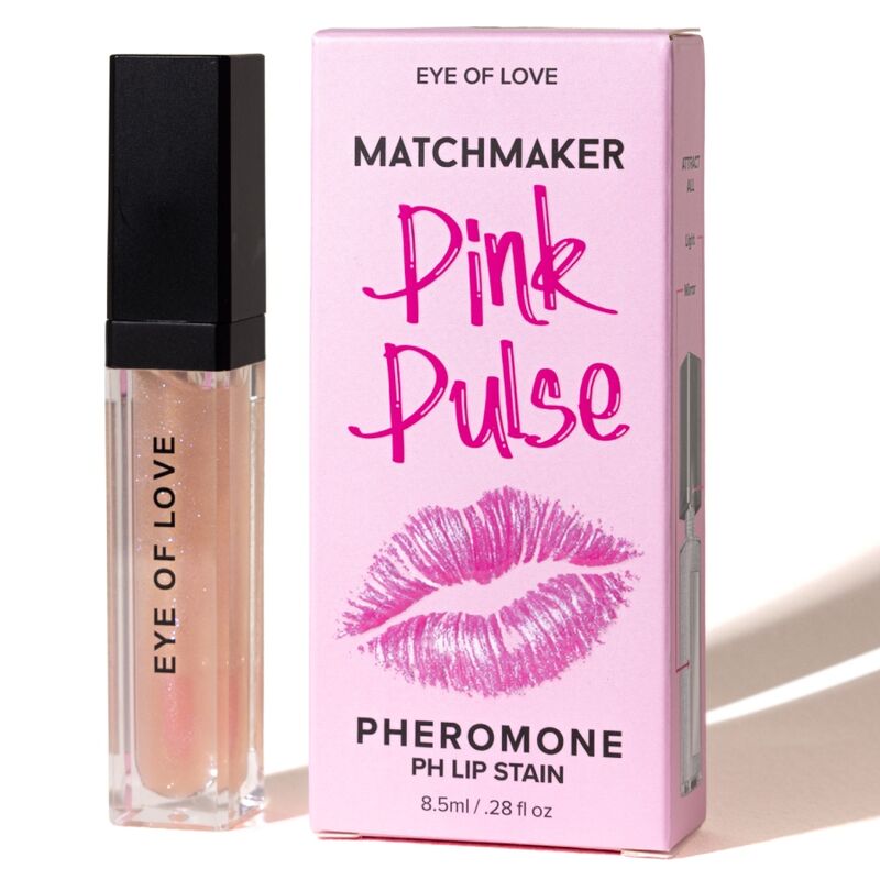 Flacon et boîte roses du gloss aux phéromones Matchmaker Pink Pulse Eye Of Love