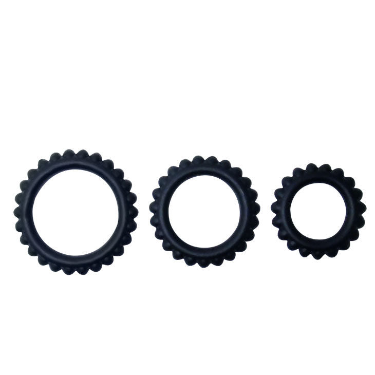 Titan set 3 pcs cock ring black 2.8 + 2.4 + 1.9 cm 