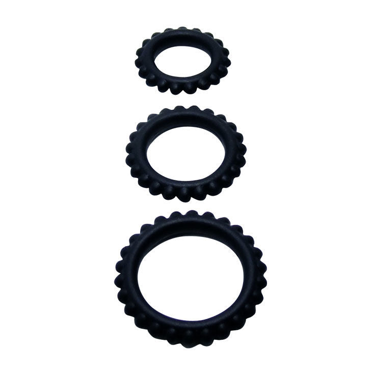 Titan set 3 pcs cock ring black 2.8 + 2.4 + 1.9 cm 
