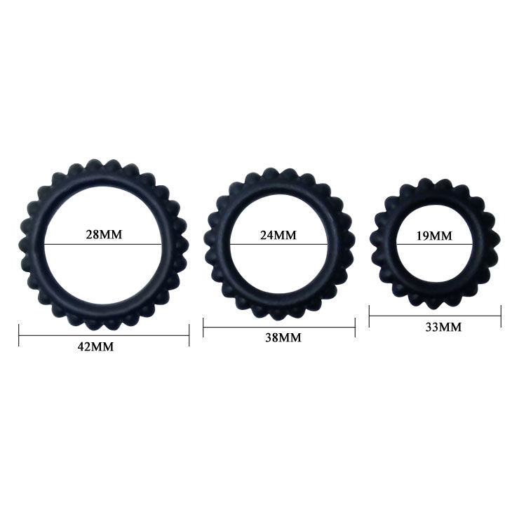 Titan set 3 pcs cock ring black 2.8 + 2.4 + 1.9 cm 