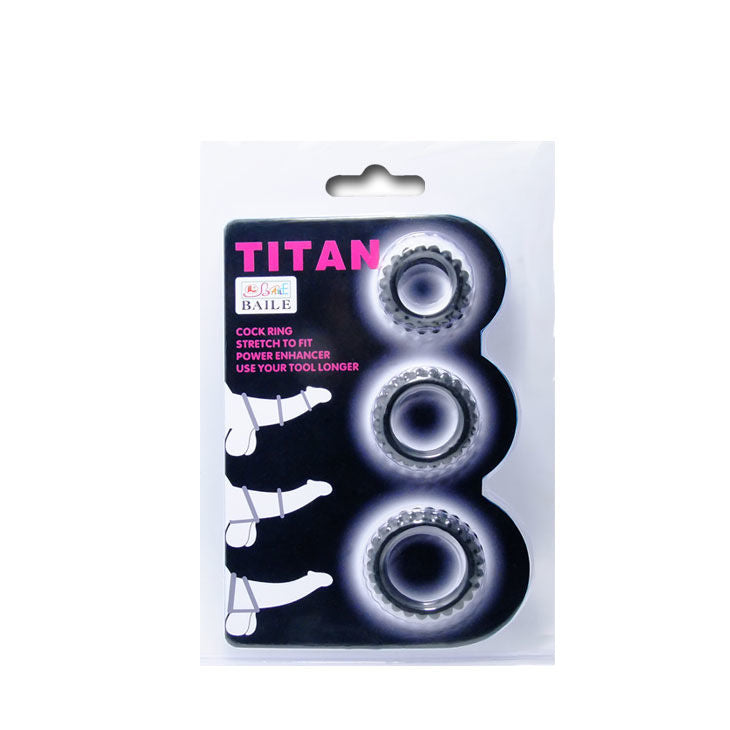Titan set 3 pcs cock ring black 2.8 + 2.4 + 1.9 cm 
