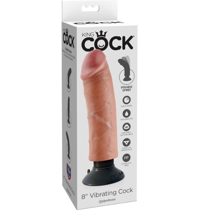 KING COCK - VIBRATING DILDO 20.32 CM NATURAL