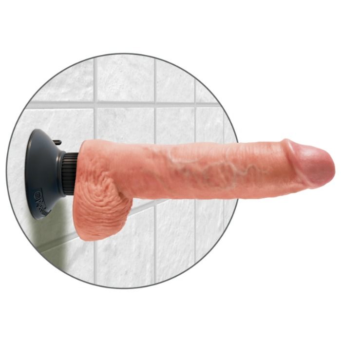 KING COCK - VIBRATING DILDO WITH TESTICLES 25.5 CM NATURAL COLOUR