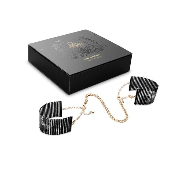 Metallic Desire Black Metal Mesh Handcuffs