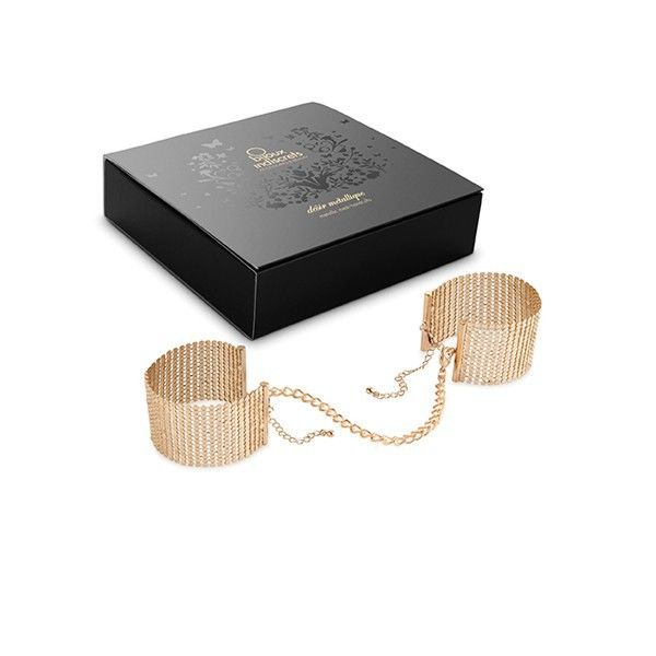 Metallic Desire Handcuffs Gold Metal Mesh