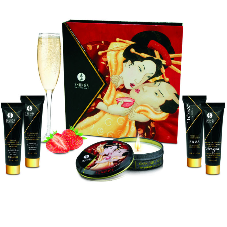 Secret geisha kit with strawberries and cava
