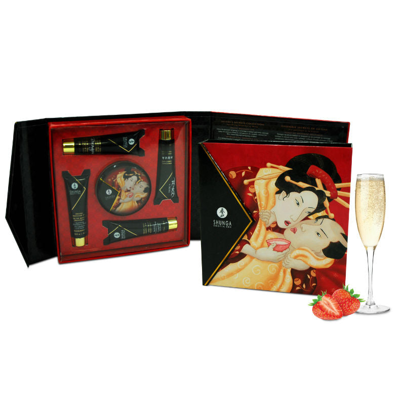 Secret geisha kit with strawberries and cava