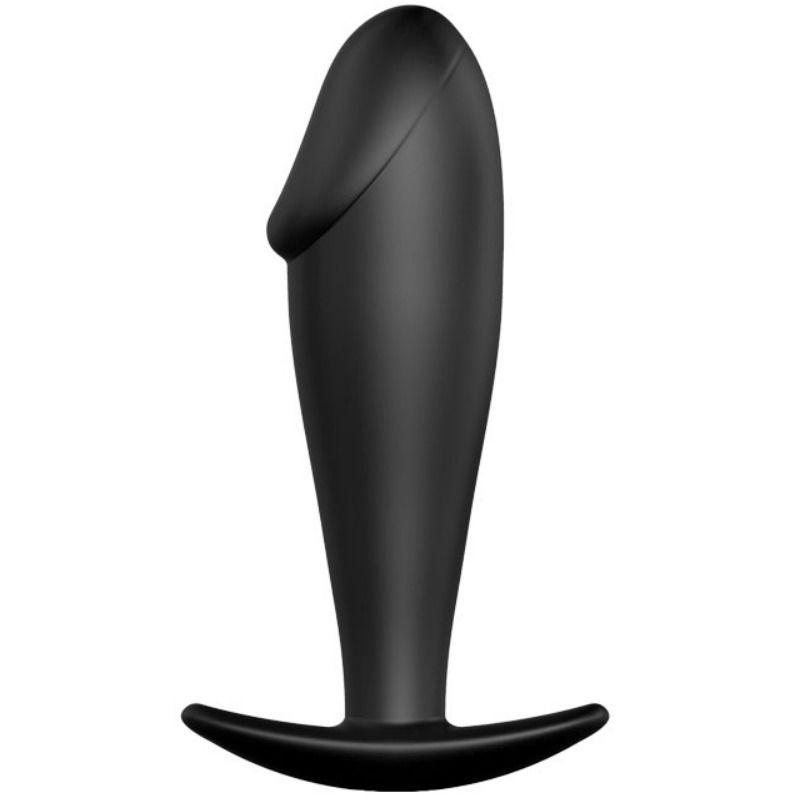 Black silicone penis shaped anal plug