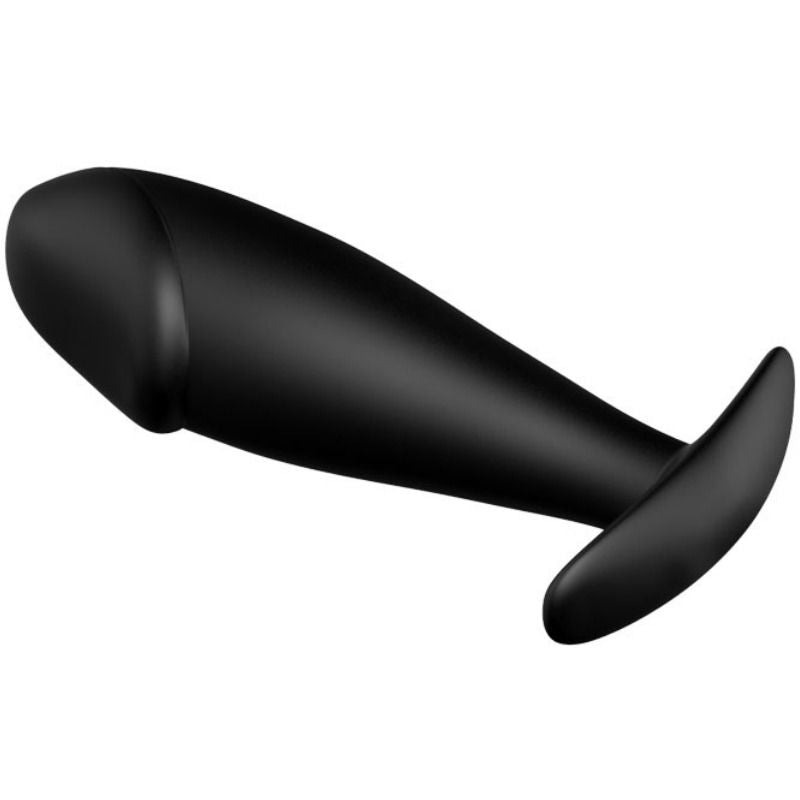 Black silicone penis shaped anal plug