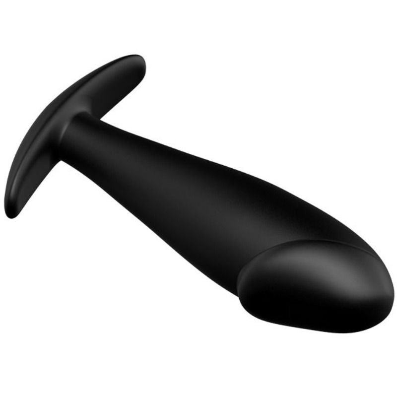 Black silicone penis shaped anal plug