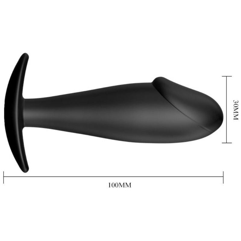 Black silicone penis shaped anal plug