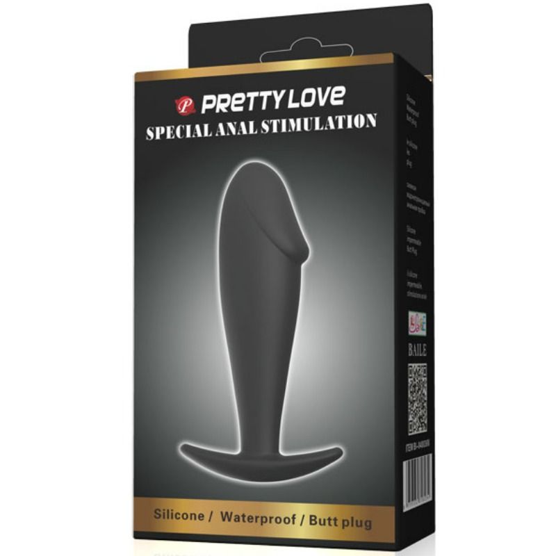 Black silicone penis shaped anal plug